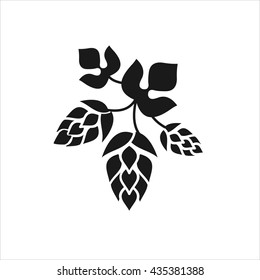 Hops. Vector illustration, silhouette. Sign in beer production.