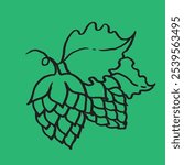 Hops vector linear green color icon illustration