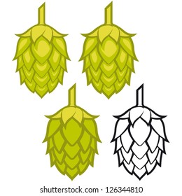 Hops vector visual graphic icons or logos, ideal for beer, stout, ale, lager, bitter labels & packaging  etc.