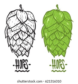 Hops vector visual graphic icons or logos, ideal for beer, stout, lager, bitter labels & packaging. 