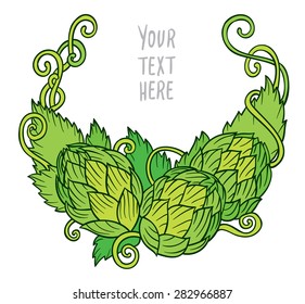 Hops vector visual graphic vignette - design or logos, ideal for beer, stout, ale, lager, bitter labels and packaging