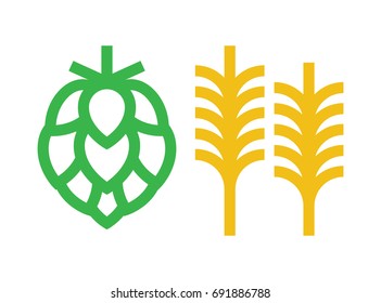 Hops Wheat Beer Ingredients Icon