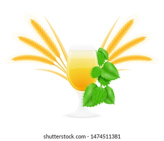 hops and wheat ingredients for making beer vector illustration isolated on white background