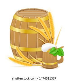 hops and wheat ingredients for making beer vector illustration isolated on white background
