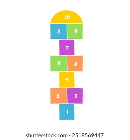 Dessin à la craie Hopscotch, jeu de saut d'obstacles pour enfants. Hop scotch avec des chiffres. Plaisirs d'été en plein air. 