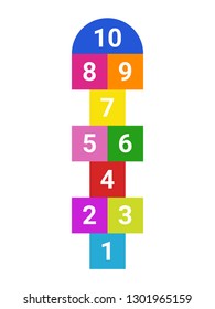 Hopscotch. Children's game 'classes' colored with numbers