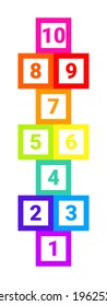 Hopscotch. Las 'clases' de juegos infantiles con números. Ilustración del vector