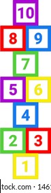 Hopscotch. Childrens game classes colorfull with numbers.