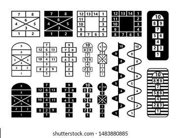 Hopscotch Game Vector Illustration Silhouette
