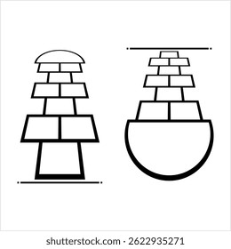 Hopscotch Icon, Outline Pattern Of Rectangles Playground Game, Hop Or Jump Through The Spaces, Retrieve The Object Vector Art Illustration