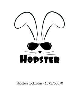 Hopster- funny easter text with bunny and sunglasses. Good for greeting card and  t-shirt print, flyer, poster design, mug.