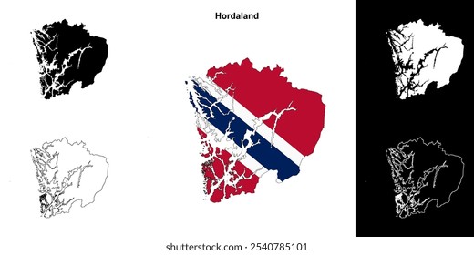 Mapa de Hordaland County outline set