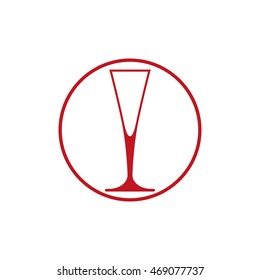 HoReCa graphic element, champagne glass. Alcohol theme conceptual symbol.