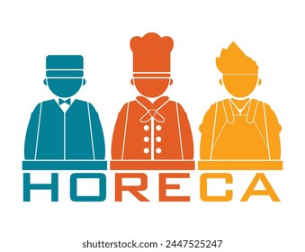 HORECA icon vector with specific image on white background.Flat design. Hotel, restaurant, cafe catering.