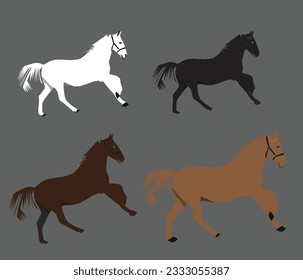 hores icon, vector design WINTER BLISS - Four beautiful wild horses run down
