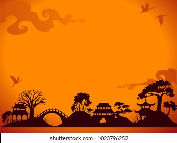 Horisontal abstract asian landscape