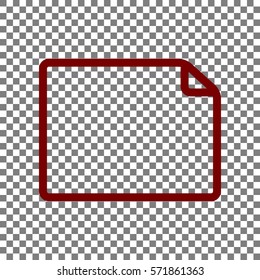 Horisontal document sign illustration. Maroon icon on transparent background.