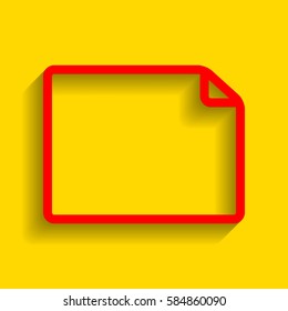 Horisontal document sign illustration. Vector. Red icon with soft shadow on golden background.