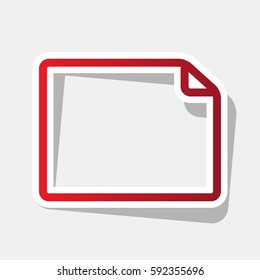 Horisontal document sign illustration. Vector. New year reddish icon with outside stroke and gray shadow on light gray background.