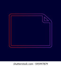 Horisontal document sign illustration. Vector. Line icon with gradient from red to violet colors on dark blue background.