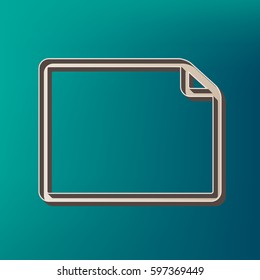 Horisontal document sign illustration. Vector. Icon printed at 3d on sea color background.