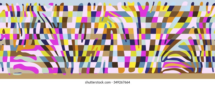 Horisontally seamless colorful vector background based on Zebra skin pattern