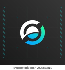 Horizen cryptocurrency colorful logo with thin lines decoration. Isolated on dark background.