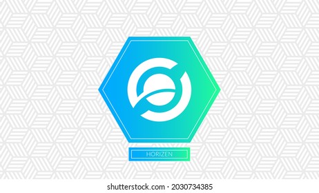 Logo criptodivisa de Horizonte aislado en el fondo del patrón de degradado.