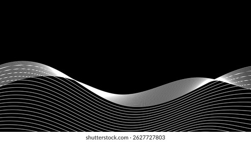 horizon Abstract background with horizon wavy lines Black and white