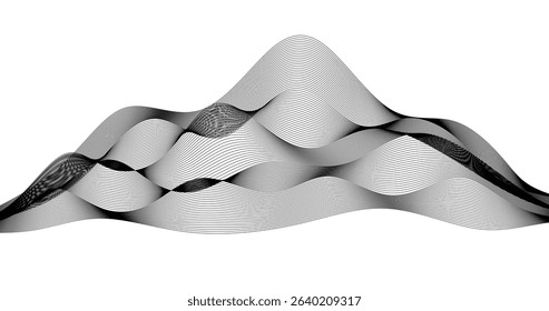 Horizon Abstract geography wave on a white background Monochrome design Vector illustration