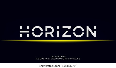 Horizon, An Abstract Technology Futuristic Alphabet Font. Digital Space Typography Vector Illustration Design	