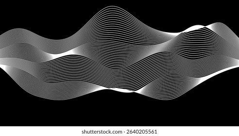Horizon Abstract wavy lines on a black background. Vector illustration geography design