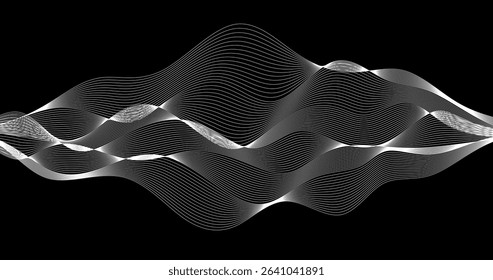 Horizon Abstract wavy lines on a black background Vector illustration geography design