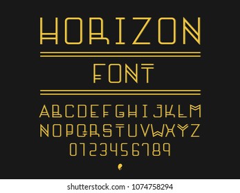 Horizon font. Vector alphabet letters. Typeface design. 