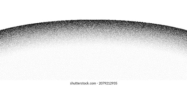 Horizon grain pattern vector background. Black noise stipple dots desert. Sand grain effect. Dots grunge banner. Abstract noise horizon pattern. Stipple circles texture. Dotted desert vector