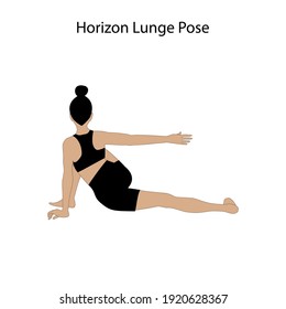 Horizon lunge pose yoga workout on the white background. Vector illustration