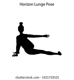 Horizon lunge pose yoga workout silhouette on the white background. Vector illustration