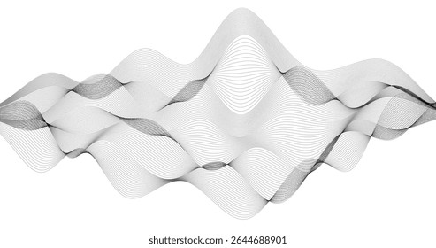 Horizon Paradox partículas ondas grade em um fundo branco ilustração 3d Projeto abstrato