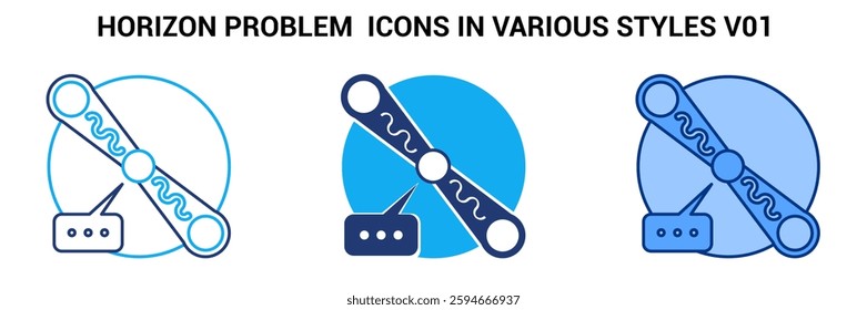 Horizon Problem icon represented by Horizon Problem symbol Blue, Dualline, Dualtone style.