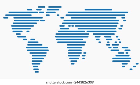 Horizon strip line world map on white background. Vector illustration.