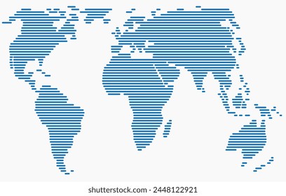 Horizon strip line world map on white background. Vector illustration.