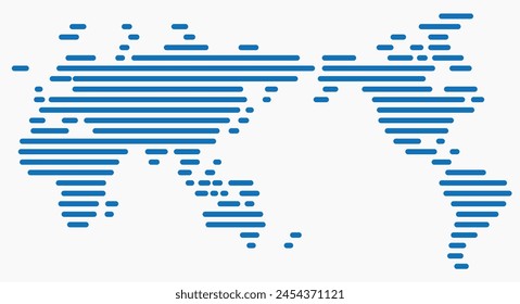 Horizon strip line world map on white background. Vector illustration.