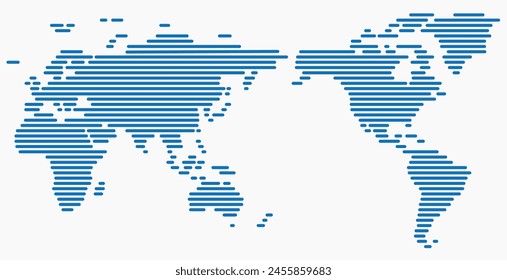 Horizon strip line world map on white background. Vector illustration.