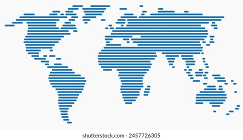 Horizon Strip Line Weltkarte auf weißem Hintergrund. Vektorillustration.