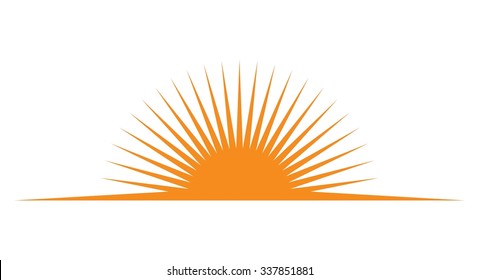 Horizon And Sun Logo. Vector Icon.