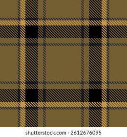 Horizon tartan textile pattern, model check plaid seamless. Calm background texture vector fabric in amber and black colors palette.