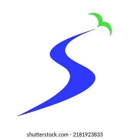 Horizon Way Alphabet S With Bird And Road Logo Symbol Icon Design