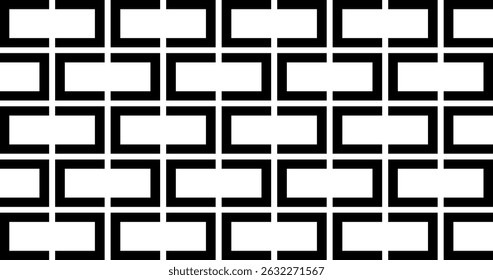 Horizon white bricks with black maze double frame pattern
