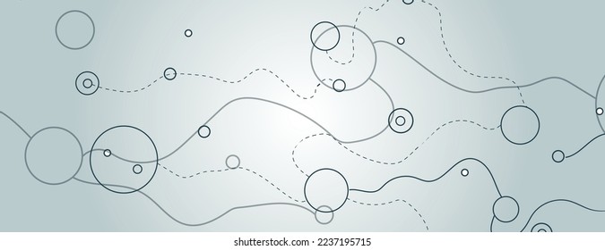 Horizonal banner with dynamic waves and dots. Vector minimal style. Corporate wallpaper presentation. Abstract cover illustration.