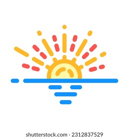 horizont sunset sun summer sunlight color icon vector. horizont sunset sun summer sunlight sign. isolated symbol illustration